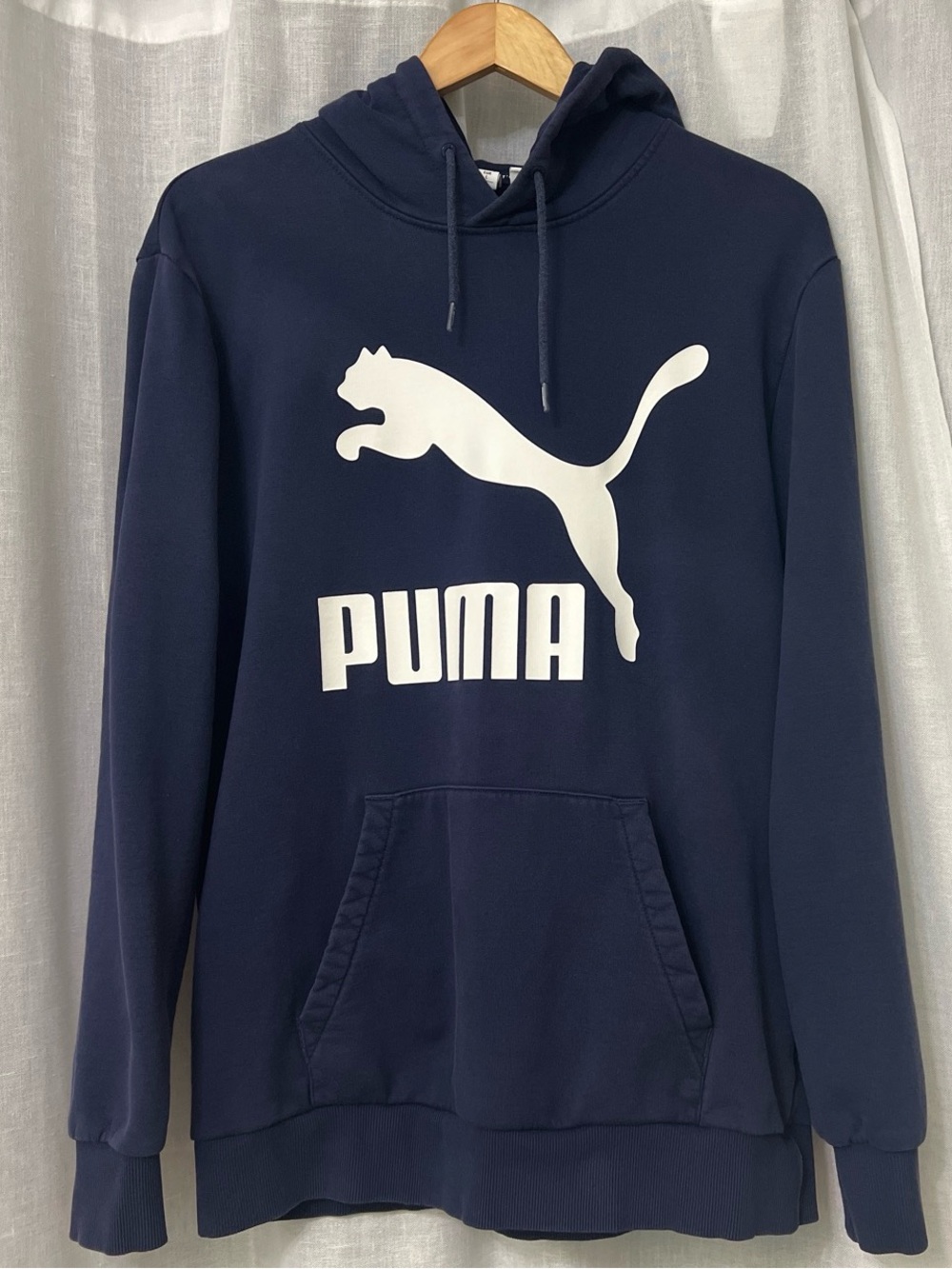 Puma Navy Hoodie with White Puma Logo